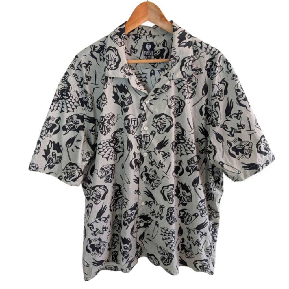 Twisted Tailor Declan Tattoo Graphic Shirt Grey XXL